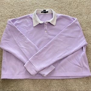 FOREVER 21 PURPLE LONG SLEEVE CROPPED SHIRT